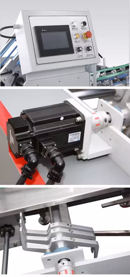 Máquina troqueladora y plegadora encoladora de cajas inferiores con bloqueo contra choques preplegada para cajas de pasteles, máquina troqueladora y plegadora encoladora de cajas de cartón usada de China